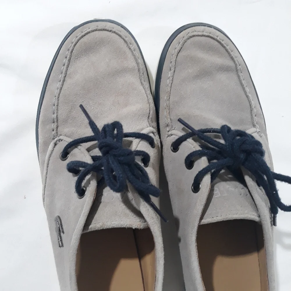 Lacoste Sevrin Suede Leather Lace Up Gray & Blue Size 7 Sneakers Shoes